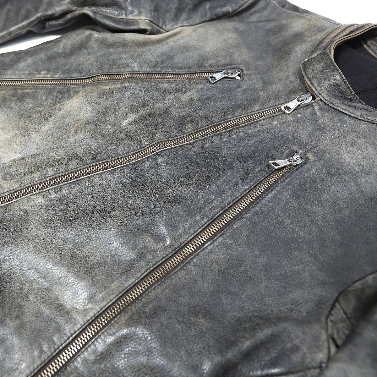 Maison Martin Margiela AW02 5-Zip Distressed Leather Jacket