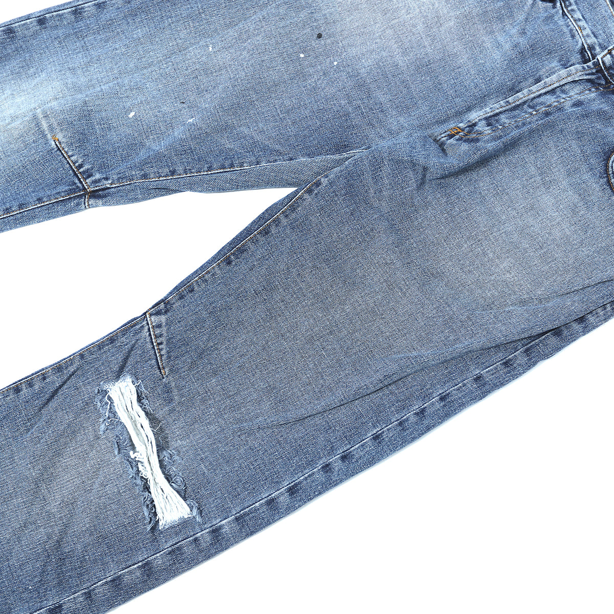 Balmain Distressed Paint Splatter Distressed Denim