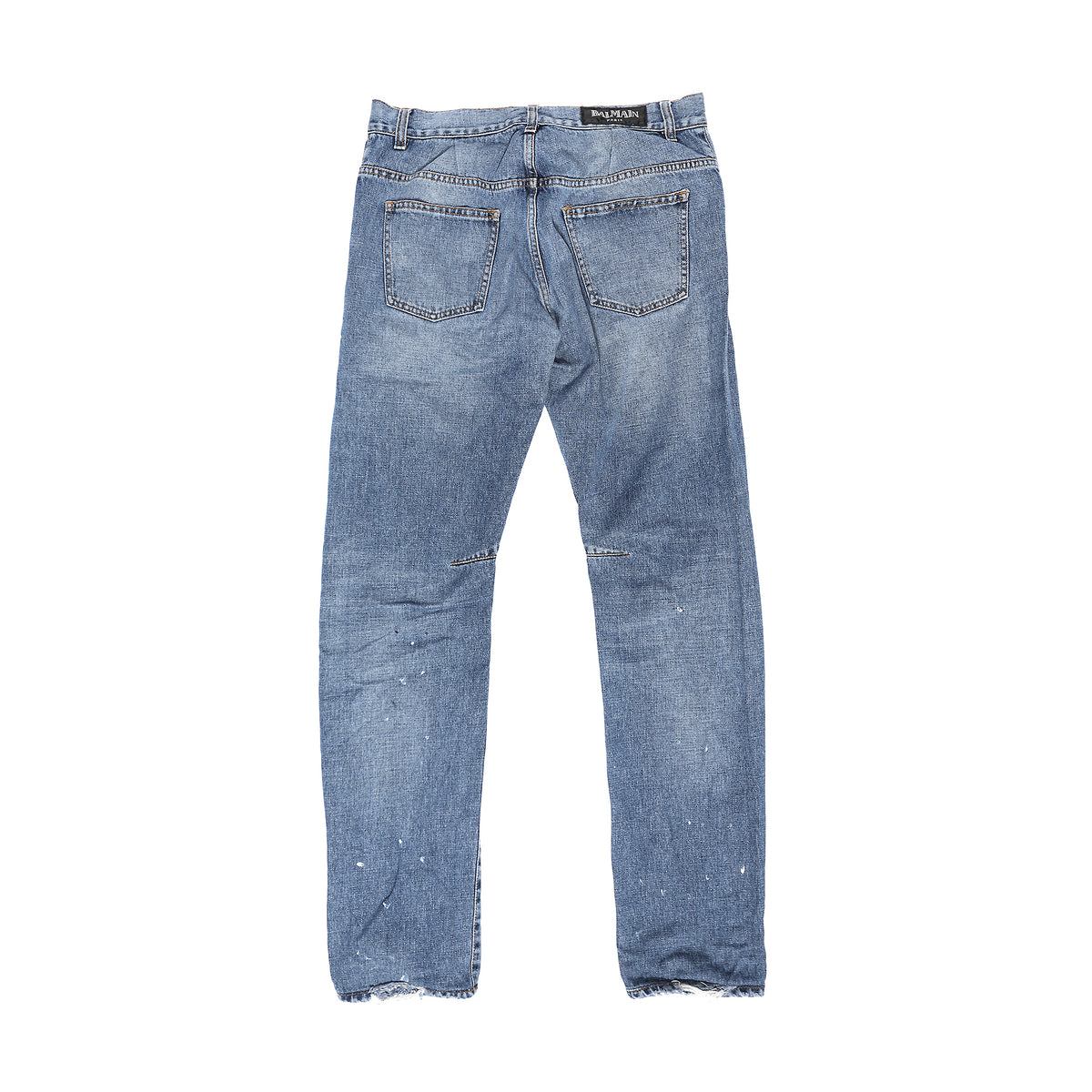 Balmain Distressed Paint Splatter Distressed Denim