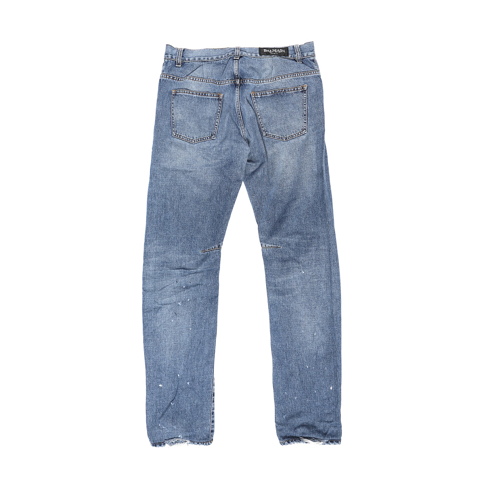 Balmain Distressed Paint Splatter Distressed Denim