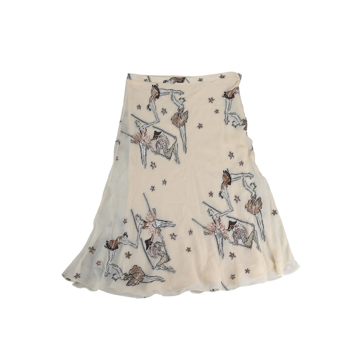 Hermès Ballerina Embroidered Silk Skirt