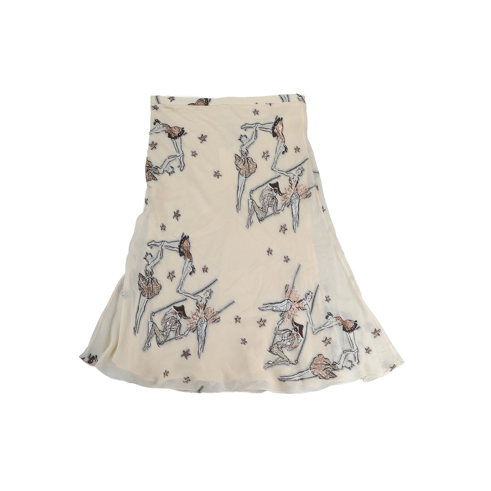 Hermès Ballerina Embroidered Silk Skirt