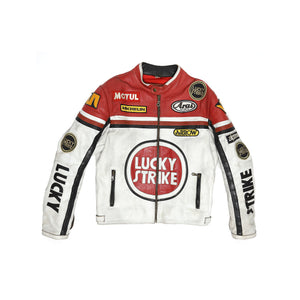 Lucky Strike Vintage Patched Racing Leather Jacket