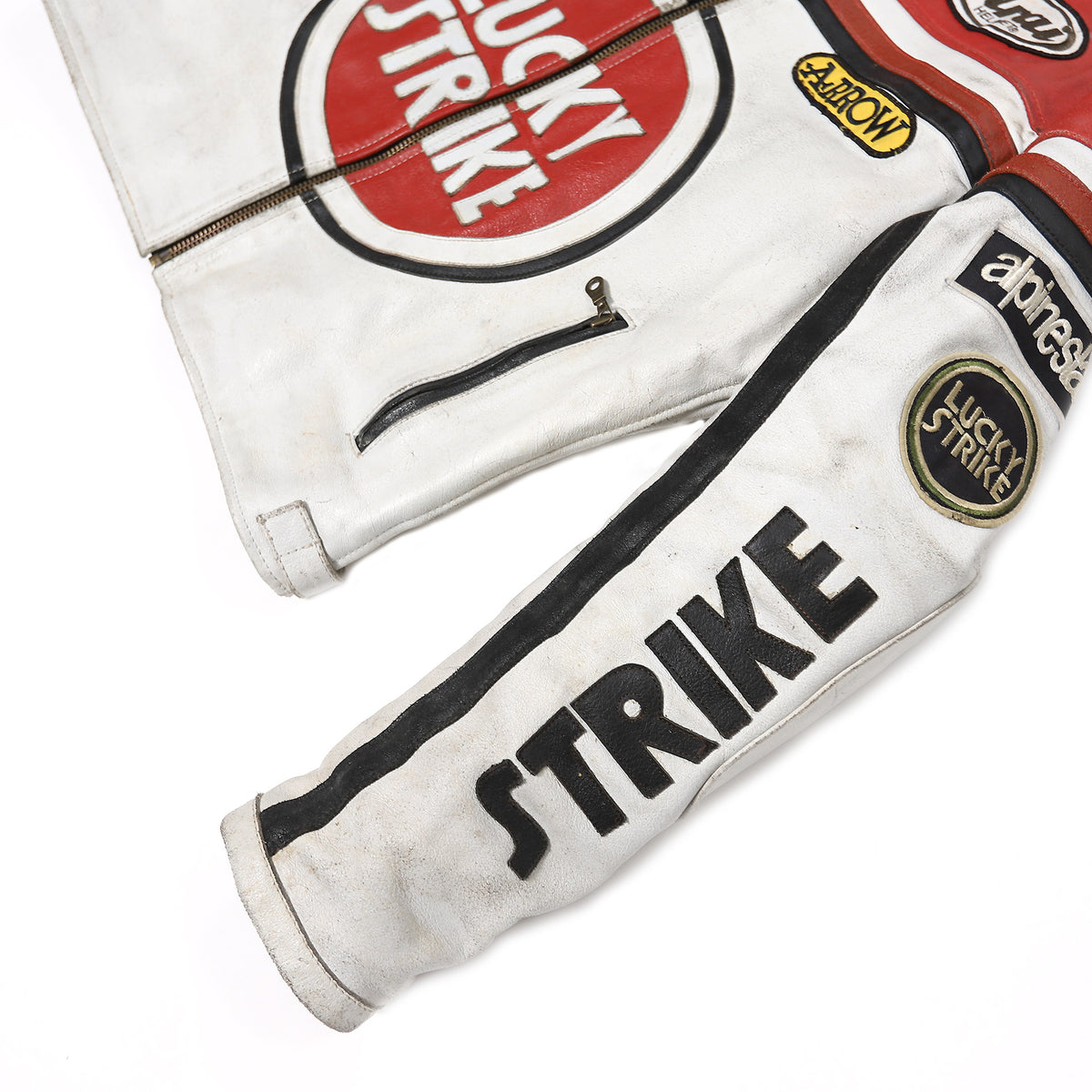 Lucky Strike Vintage Patched Racing Leather Jacket