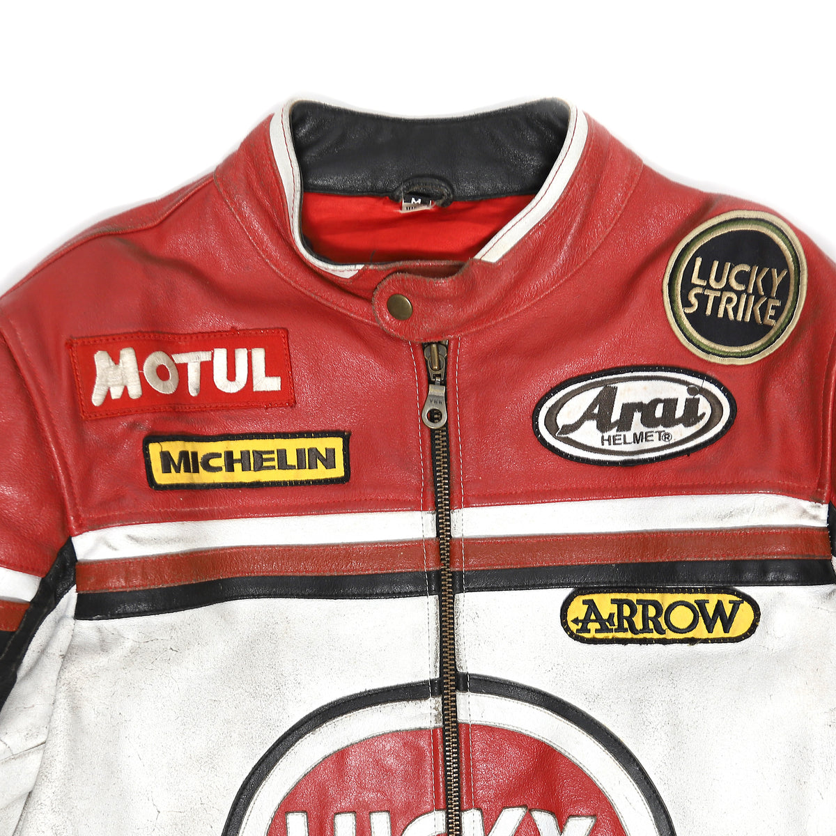 Lucky Strike Vintage Patched Racing Leather Jacket