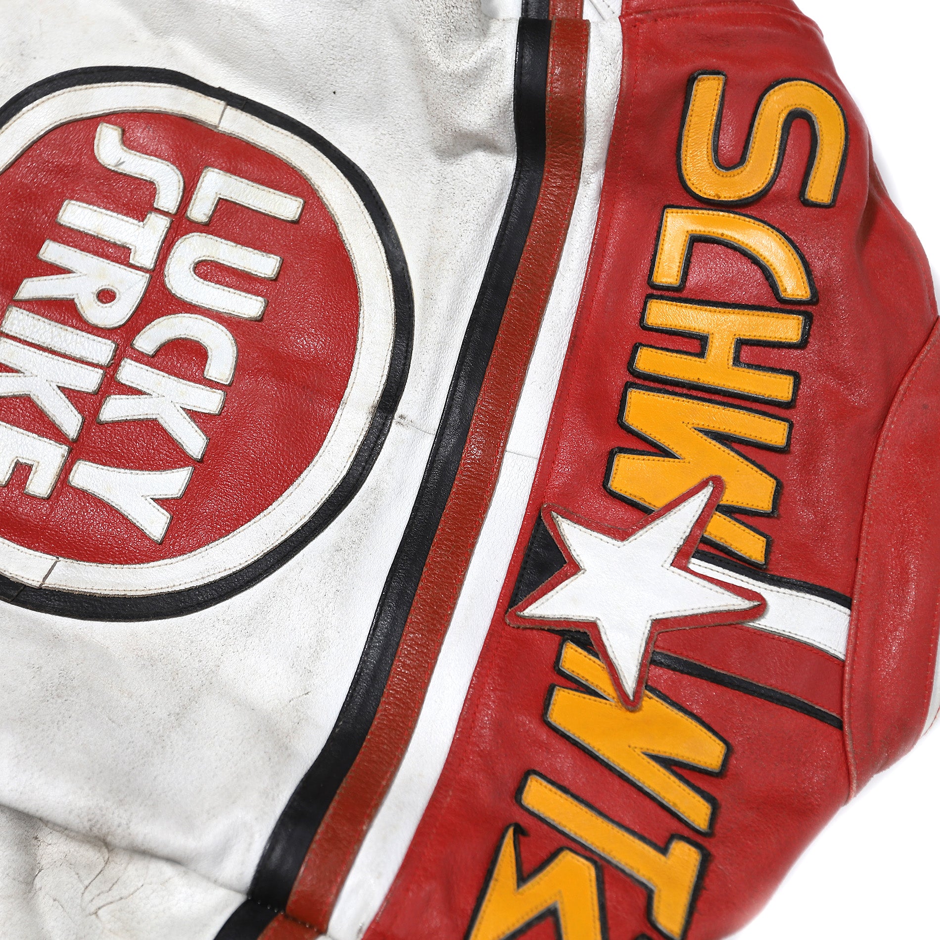 Lucky Strike Vintage Patched Racing Leather Jacket
