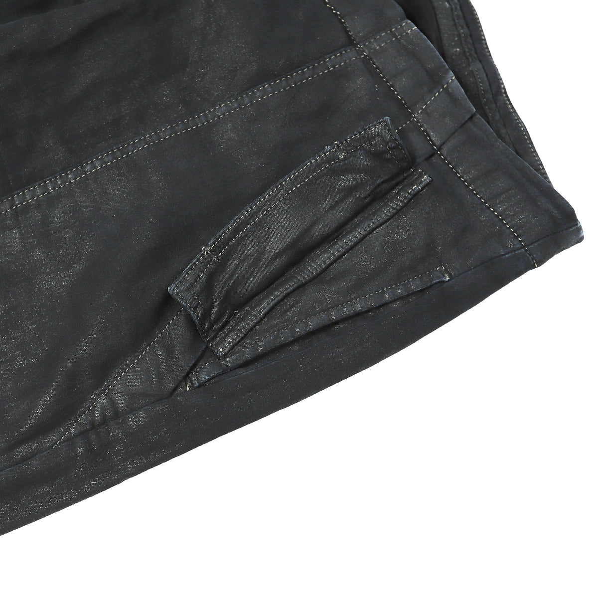 Rick Owens DRKSHDW SS15 Faun Black Waxed Air Cut Denim