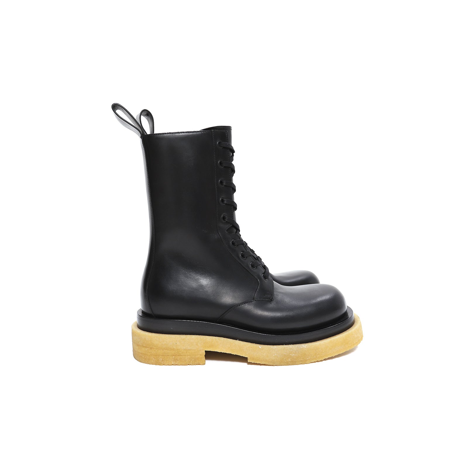 Bottega Veneta by Daniel Lee Crepe Sole Black Laced Lug Boots