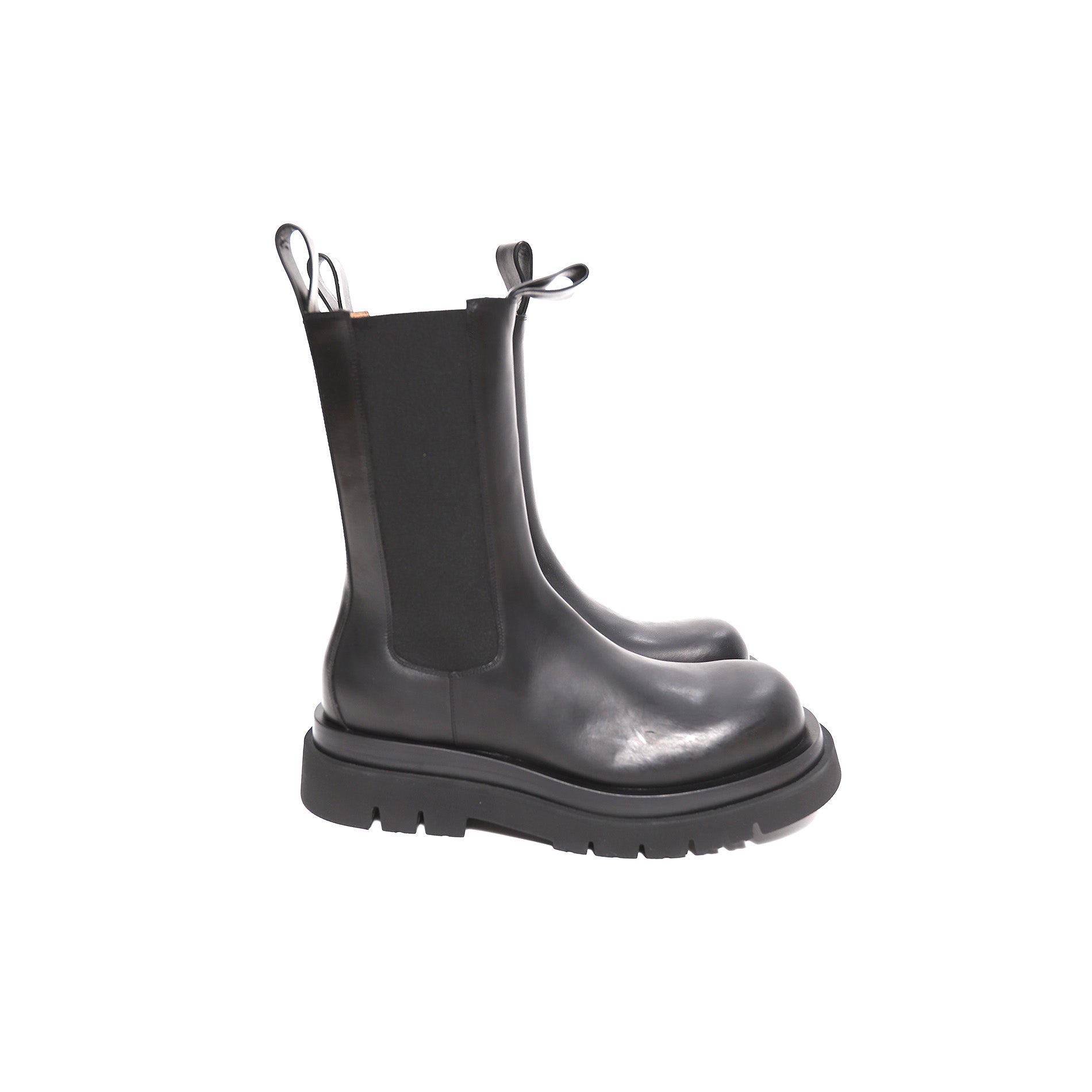 Bottega Veneta by Daniel Lee Black Lug Boots - Ākaibu Store