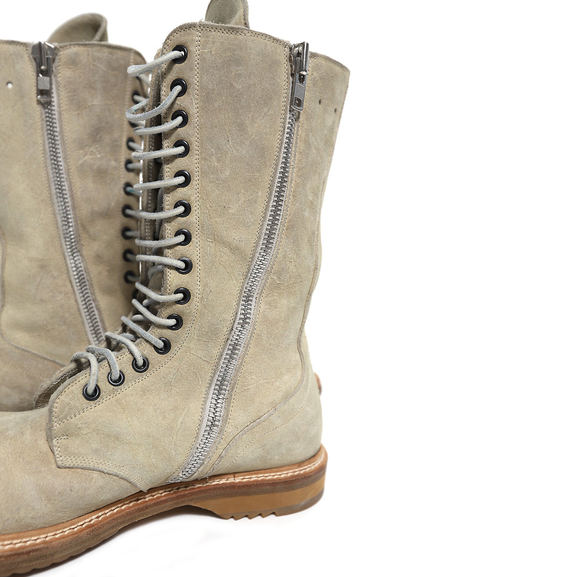 Rick Owens FW09 Crust Blistered Lamb Side Zip Combat Boots