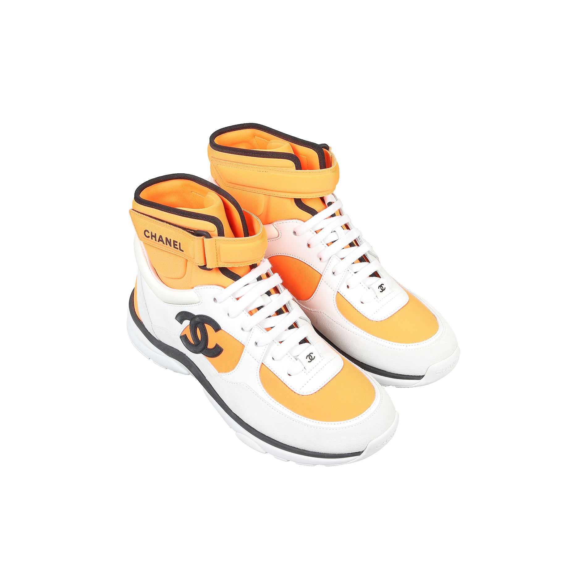 Chanel CC Logo High Sneaker 'Orange White