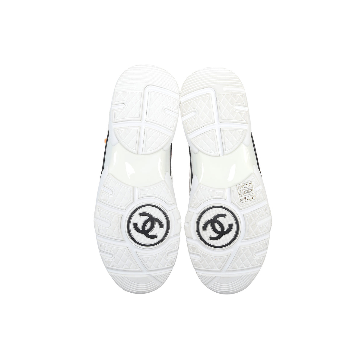 Chanel SS18 Orange CC Logo Hi Top Trainer
