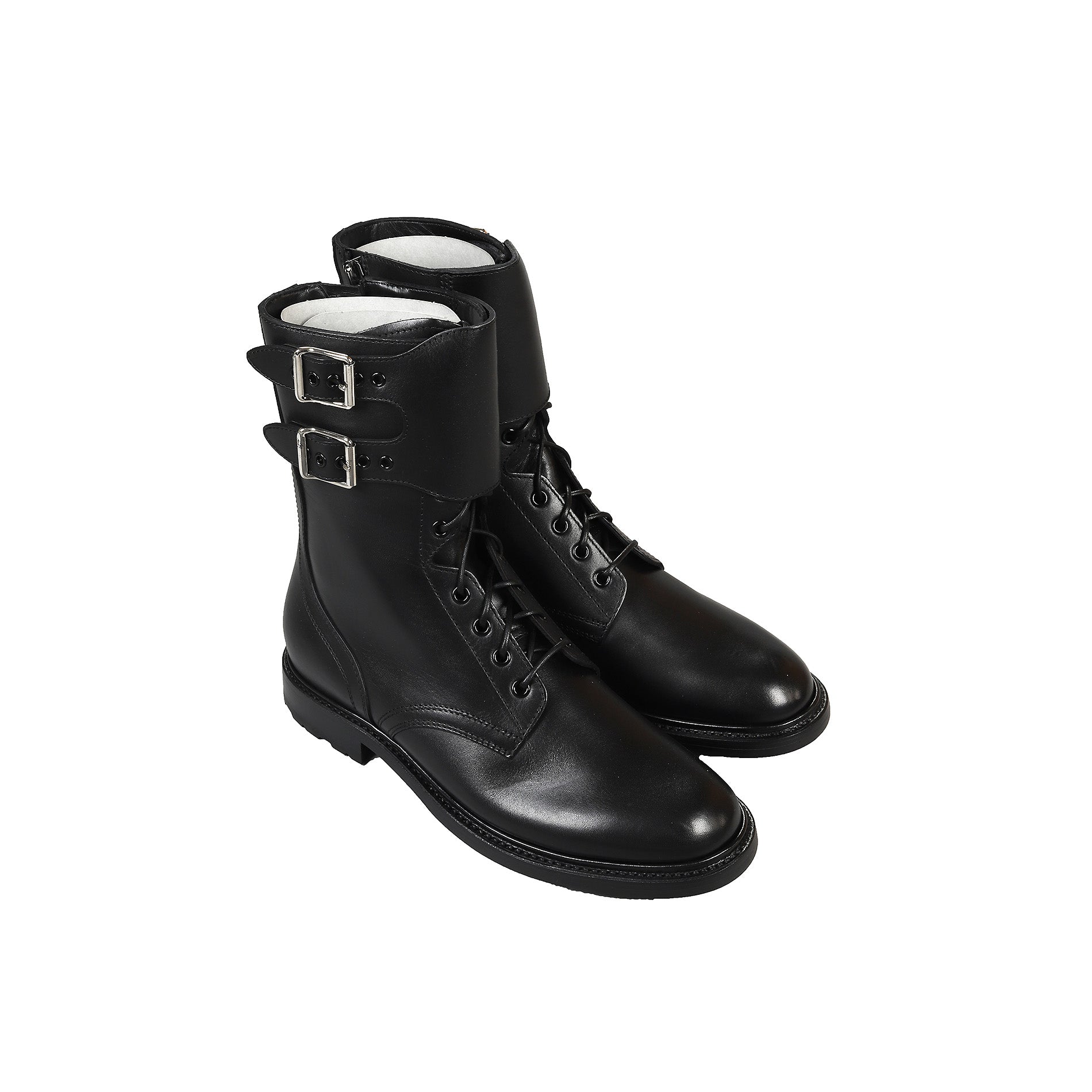 Celine FW2019 Black Military Ranger Calf Leather Buckled Boots