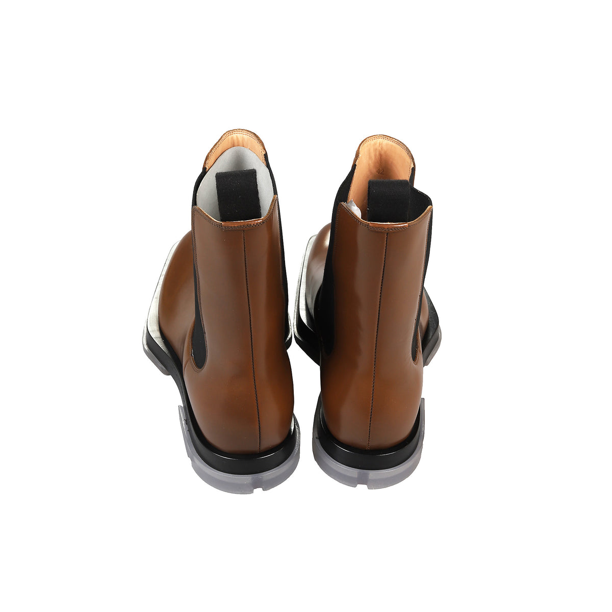 Bottega Veneta FW19 by Daniel Lee Brown Square Toe Transparent Sole Chelsea Boots