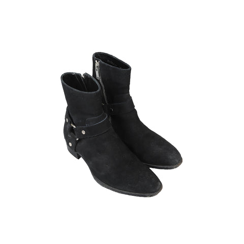 Saint Laurent Paris FW13 Wyatt Harness Black Suede Boots