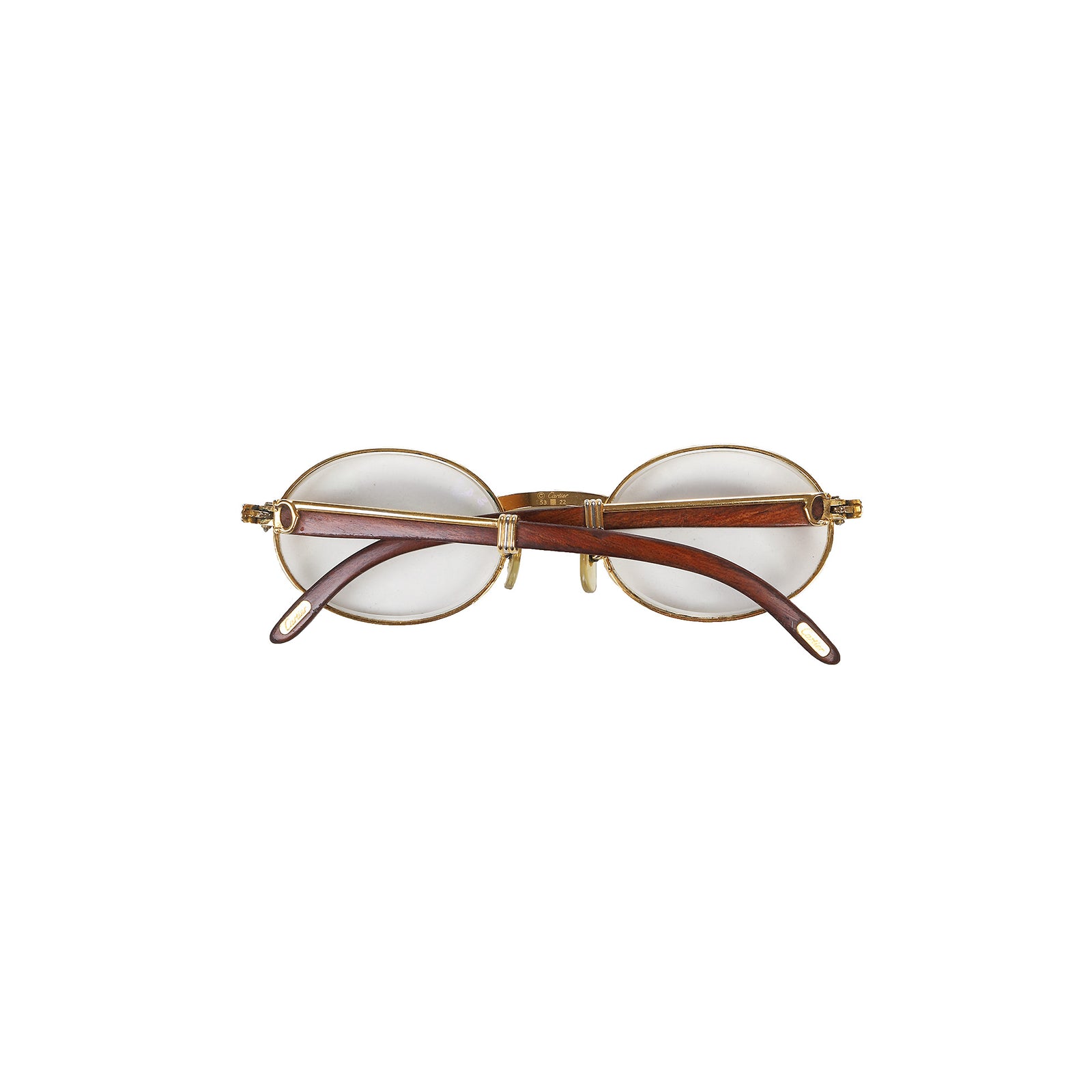 Cartier 1990s Giverny Gold Palisander Rosewood Glasses 53-22