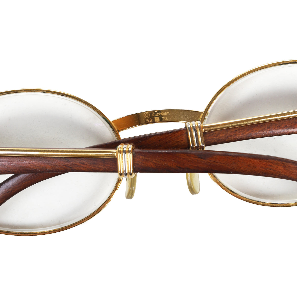 Cartier 1990s Giverny Gold Palisander Rosewood Glasses 53-22
