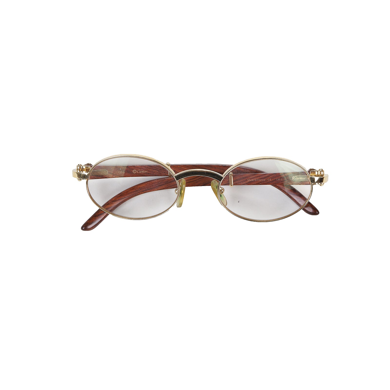 Cartier 90s Giverny Gold Palisander Rosewood Glasses 49-20