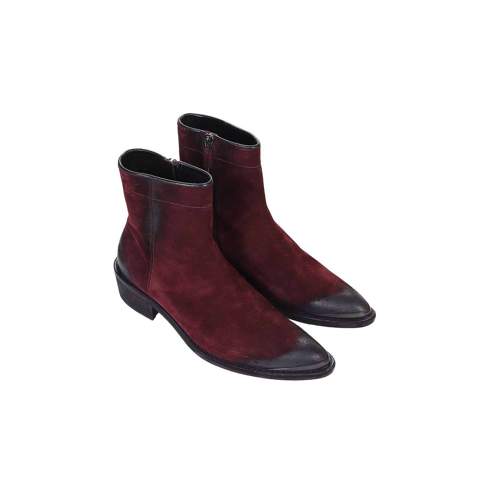 Haider Ackermann Burgundy Suede Boots