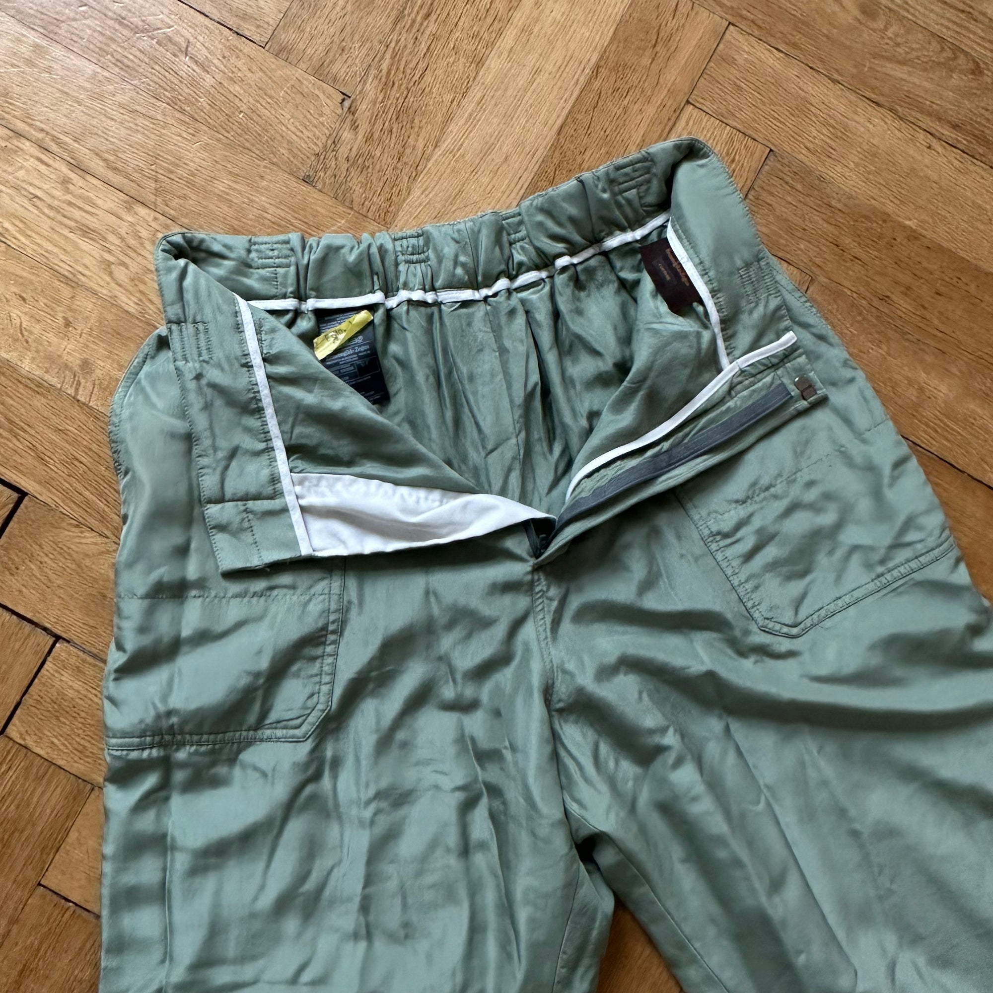 Ermenegildo Zegna Couture Green Silk Lined Pants