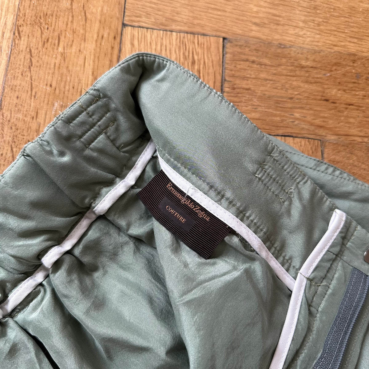 Ermenegildo Zegna Couture Green Silk Lined Pants