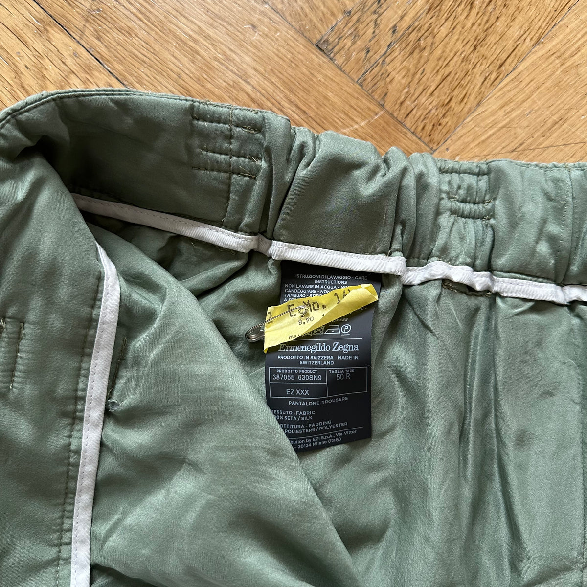 Ermenegildo Zegna Couture Green Silk Lined Pants