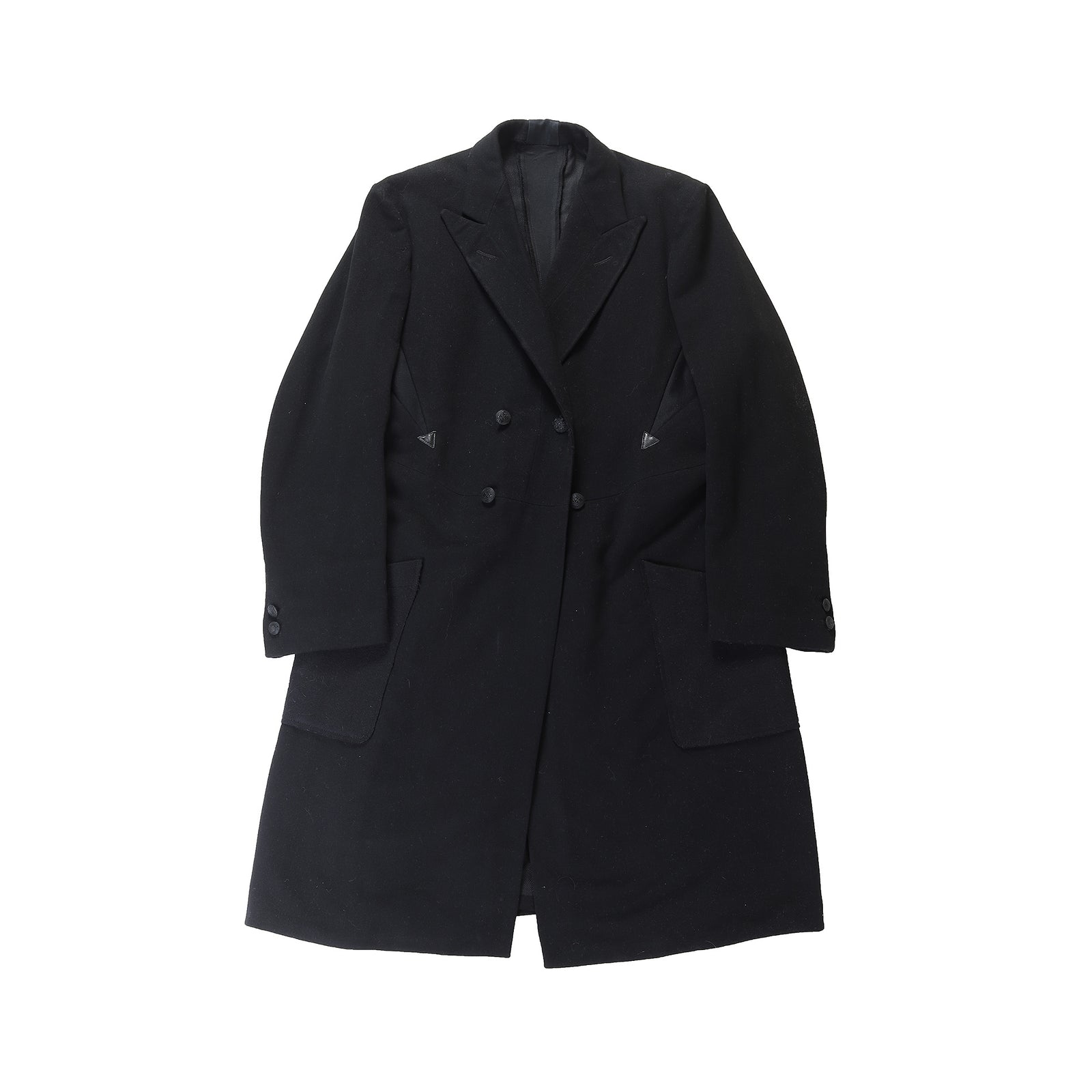 Maison Martin Margiela Early 2000s Mens Artisanal Black Wool Coat