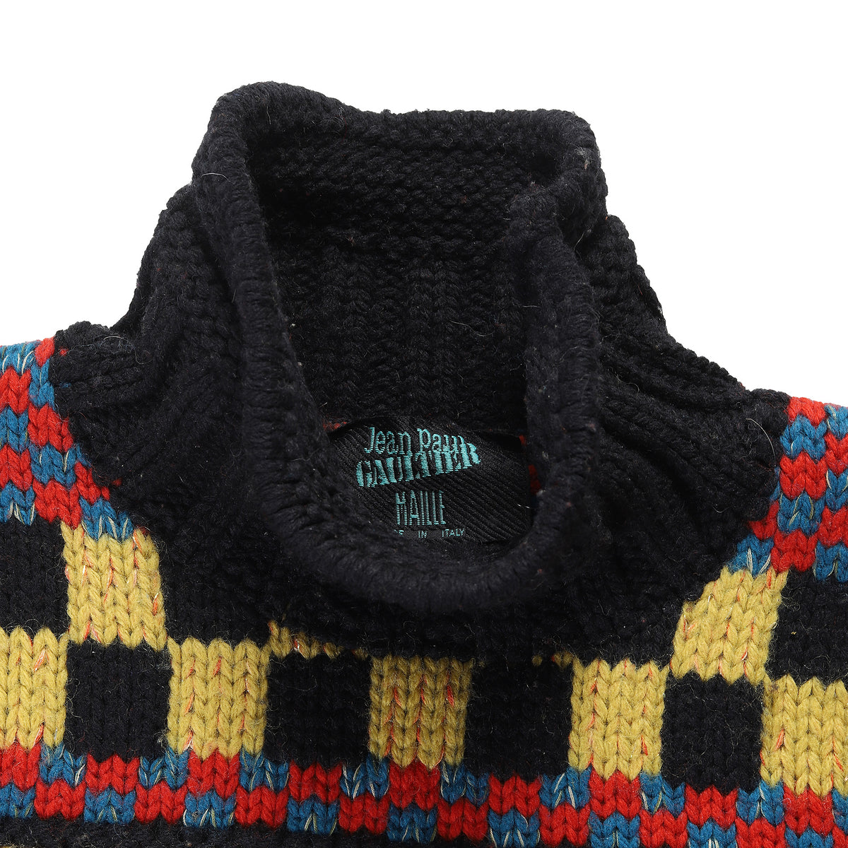 Jean Paul Gaultier FW1995 Metallic Multicolor Checkerboard Knit Sweater