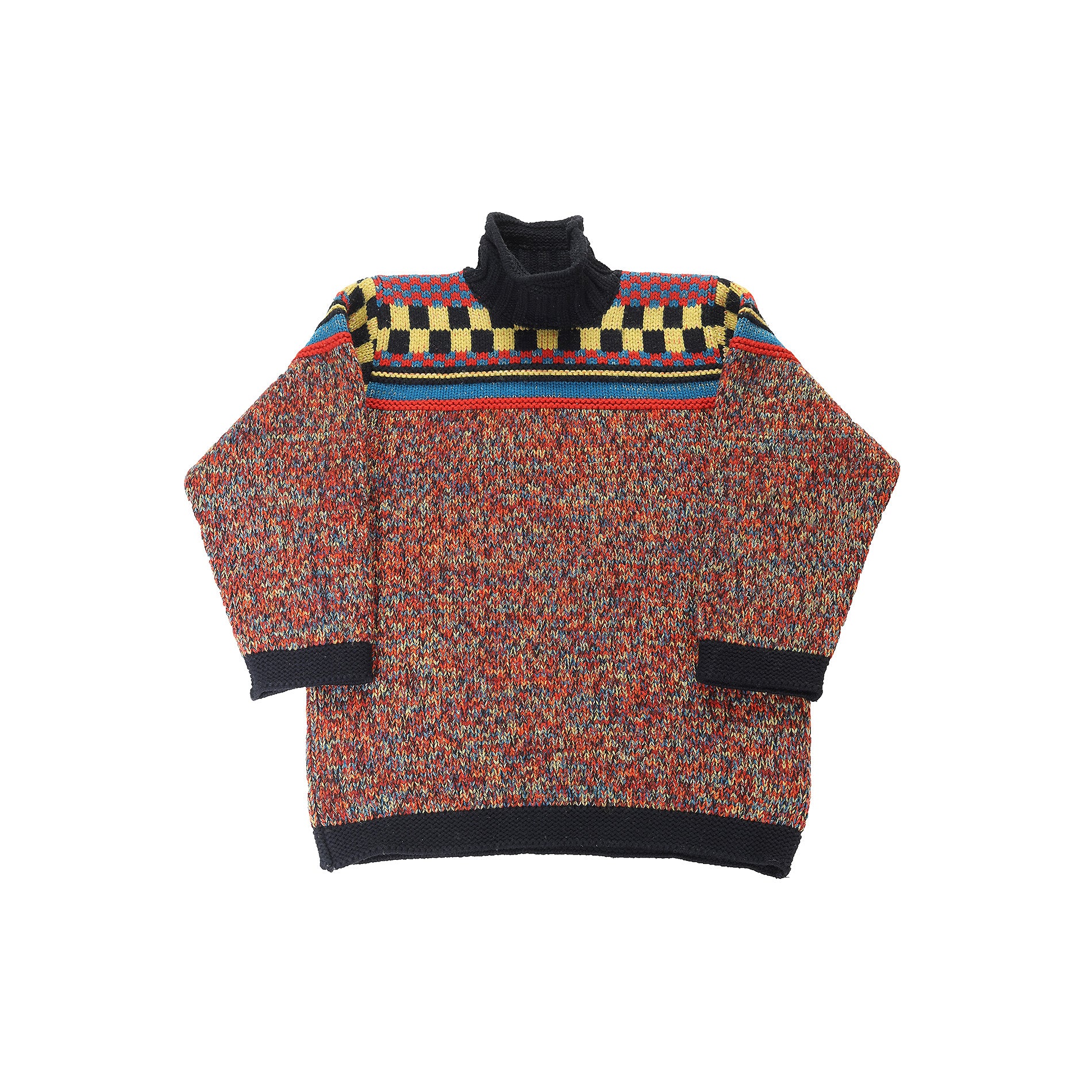 Jean Paul Gaultier FW1995 Metallic Multicolor Checkerboard Knit Sweater