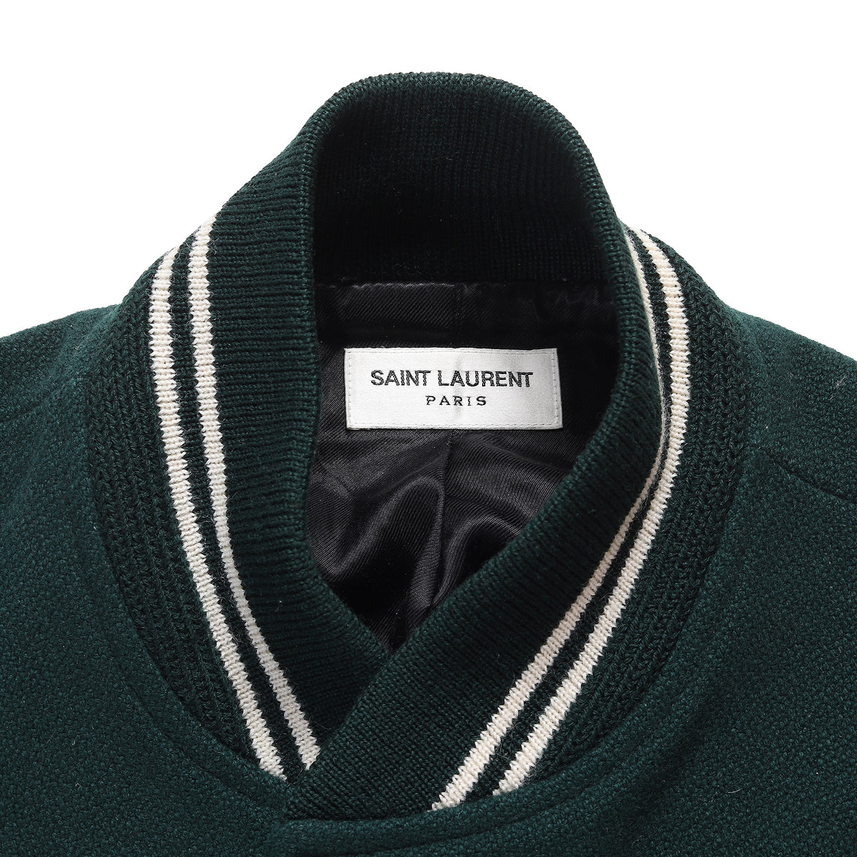Saint Laurent Paris FW2013 Forest Green Teddy Varsity Bomber Jacket
