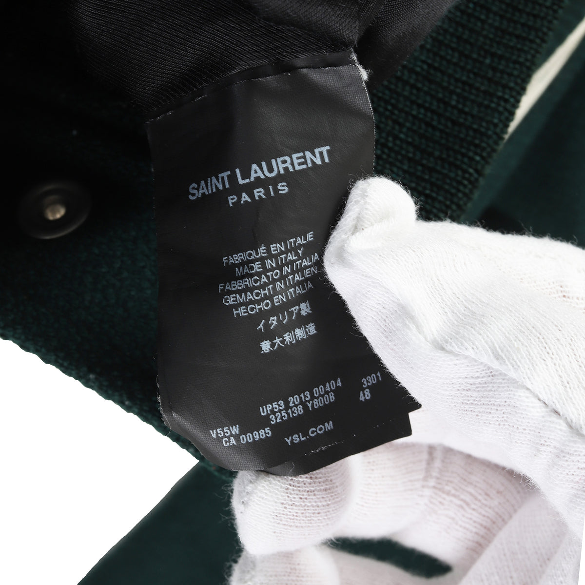Saint Laurent Paris FW2013 Forest Green Teddy Varsity Bomber Jacket