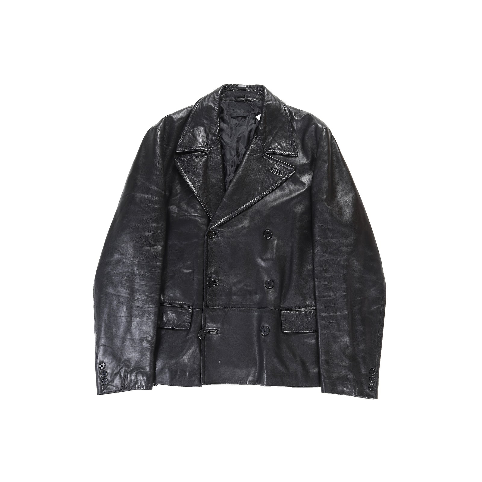 Helmut Lang 90s Double Breasted Leather Coat