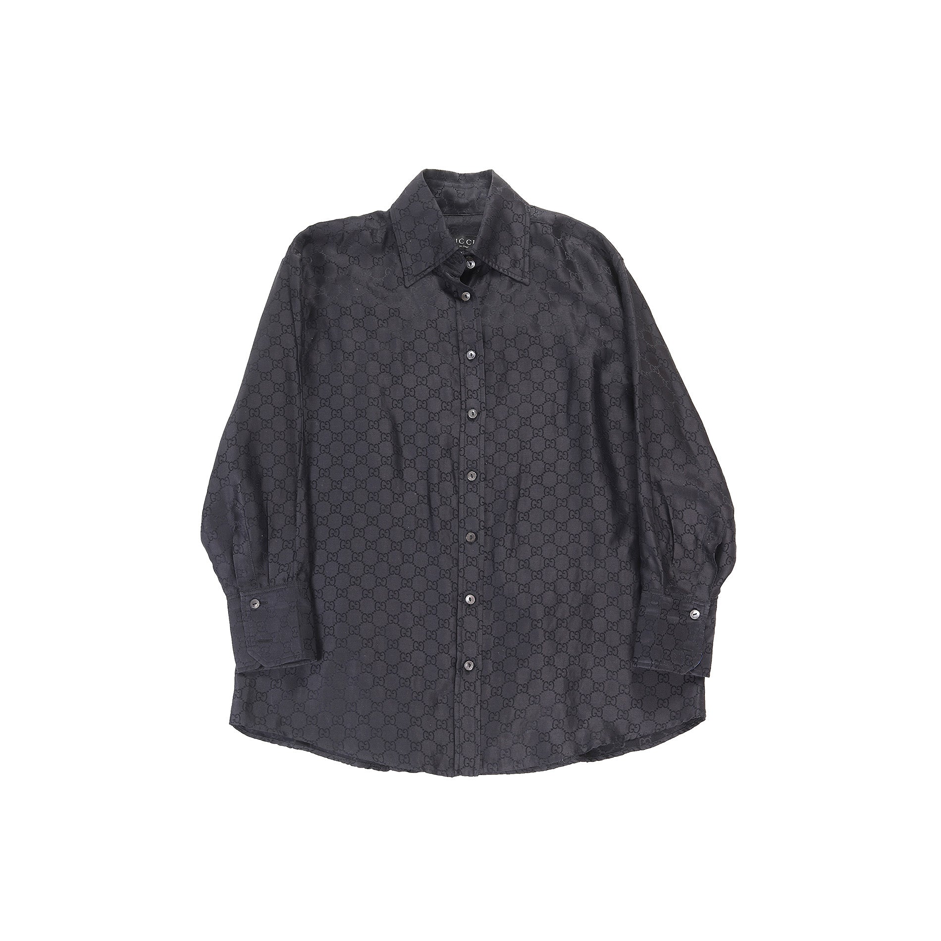 Gucci FW97 by Tom Ford Black Monogram Silk Shirt - Ākaibu Store