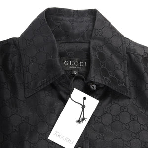 Gucci FW97 by Tom Ford Black Monogram Silk Shirt