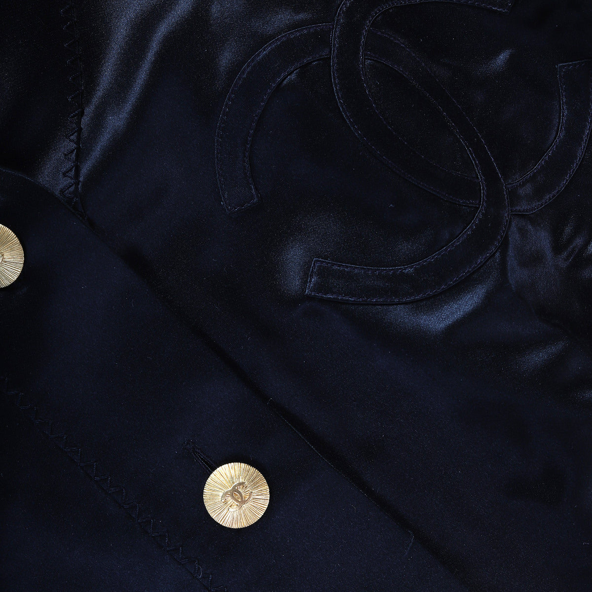 Chanel FW1989 Oversized Silk Baseball Logo Shirt