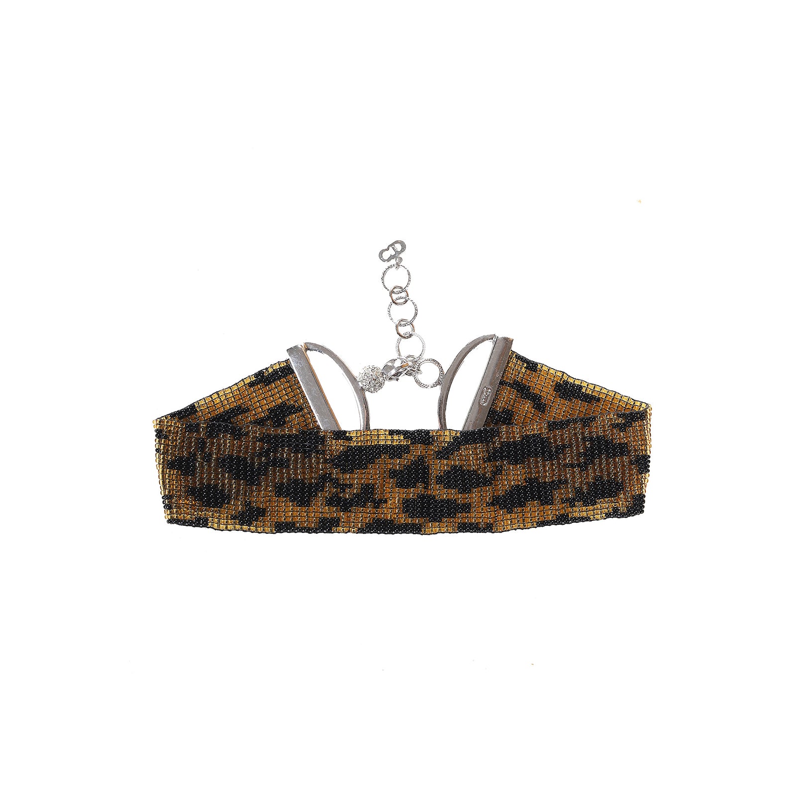 Dior by John Galliano 2000s Beaded Leopard Swarovski Choker