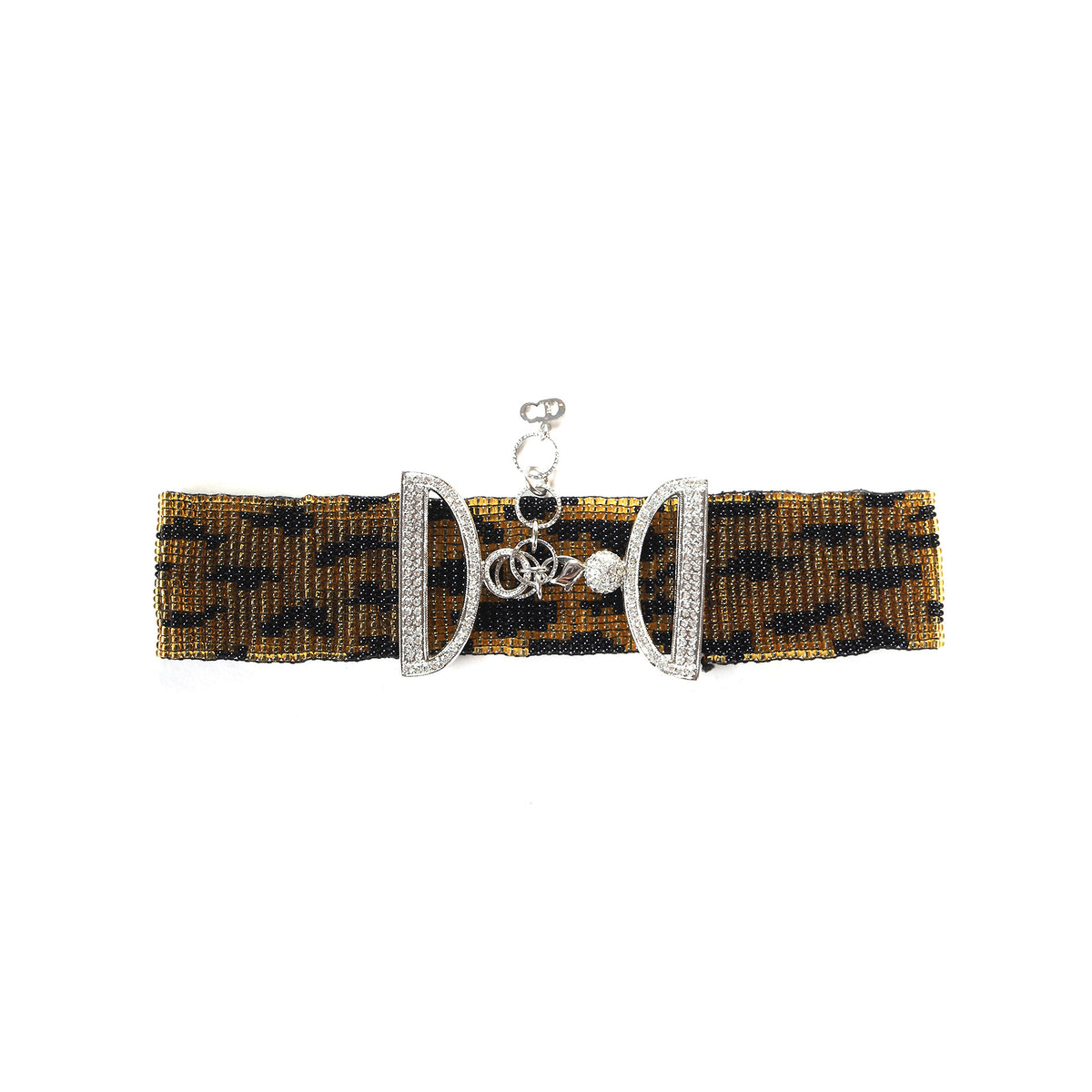 Dior by John Galliano 2000s Beaded Leopard Swarovski Choker
