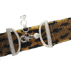 Dior by John Galliano 2000s Beaded Leopard Swarovski Choker