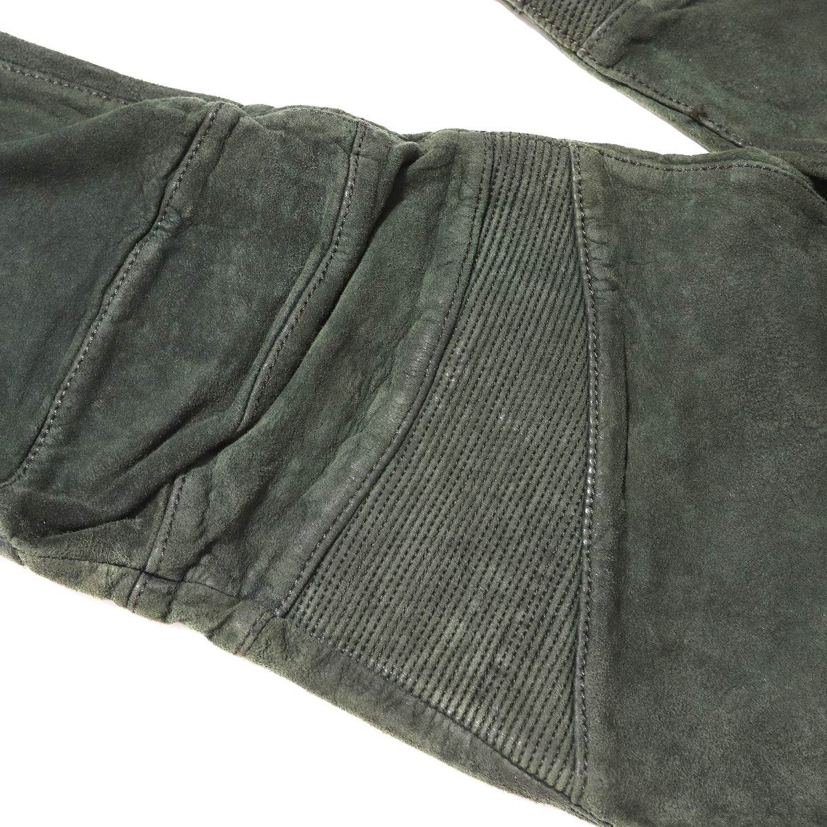 Balmain AW12 Forest Green Suede Biker Pants
