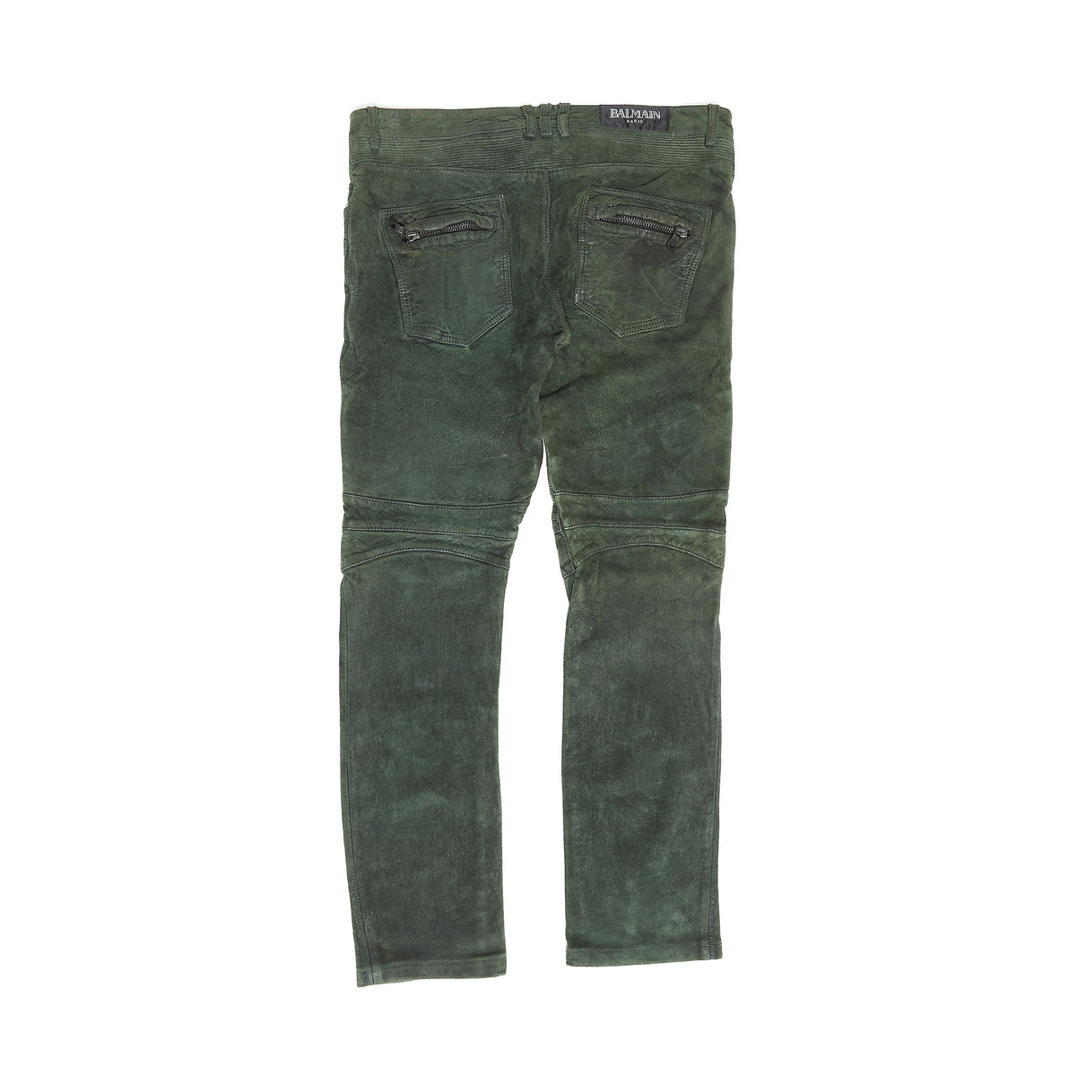 Balmain AW12 Forest Green Suede Biker Pants