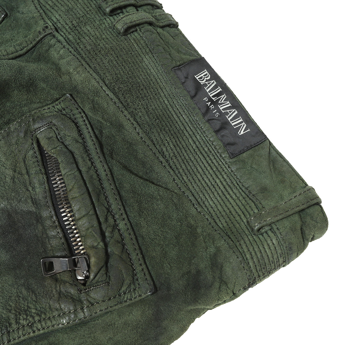 Balmain AW12 Forest Green Suede Biker Pants