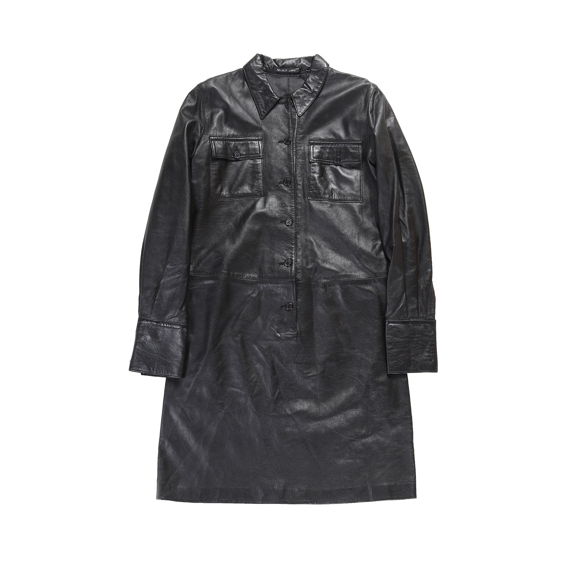 chinese dress ladies Vegan Leather Tunic Dress in Black Small