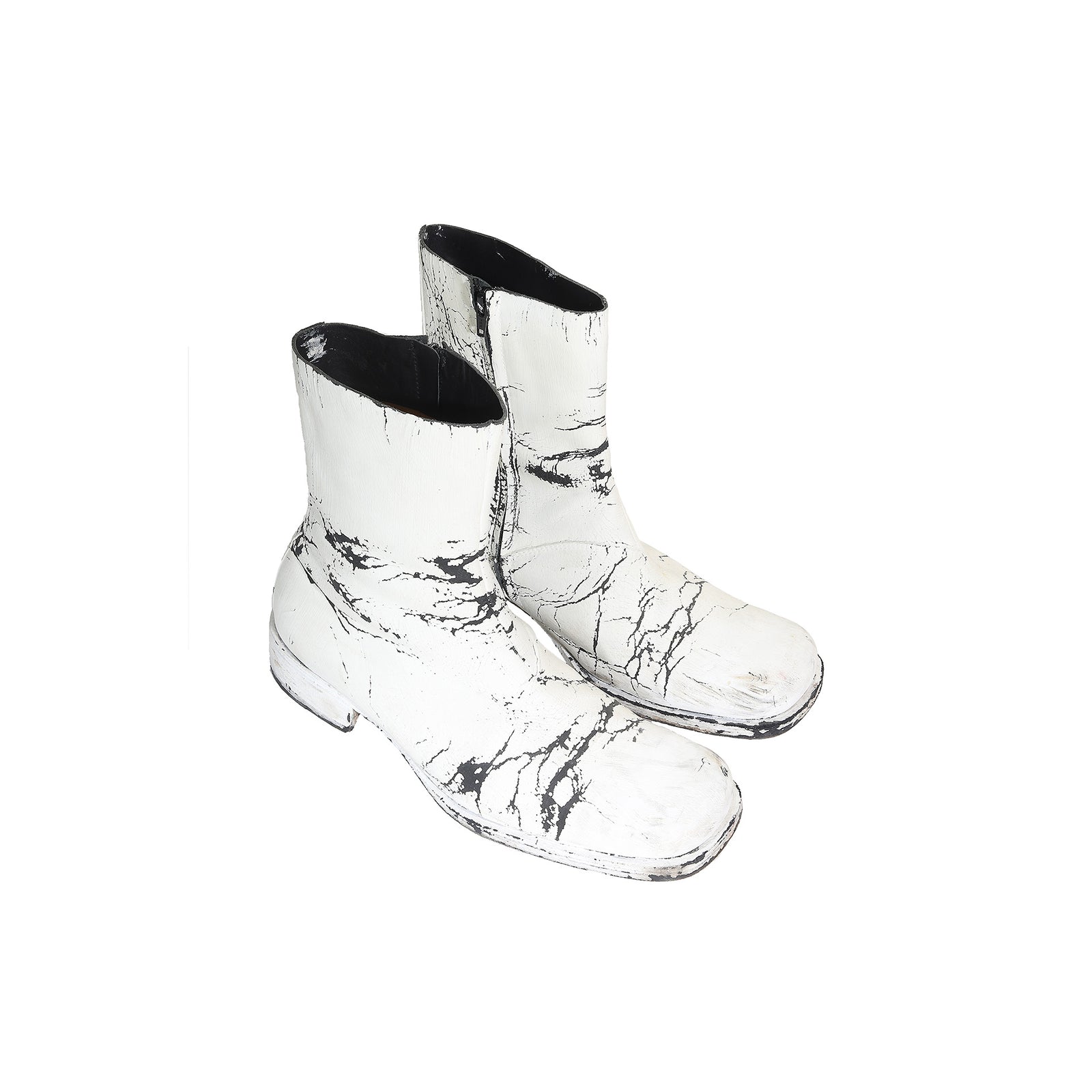 Maison Martin Margiela 2002 Artisanal Hand Painted Square Toe Boots