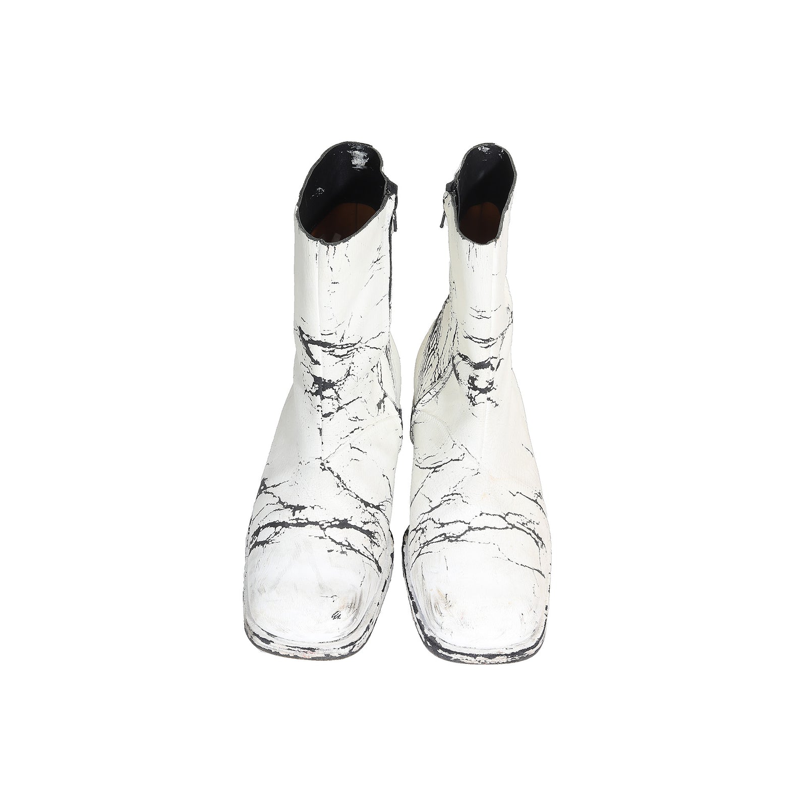 Maison Martin Margiela 2002 Artisanal Hand Painted Square Toe Boots