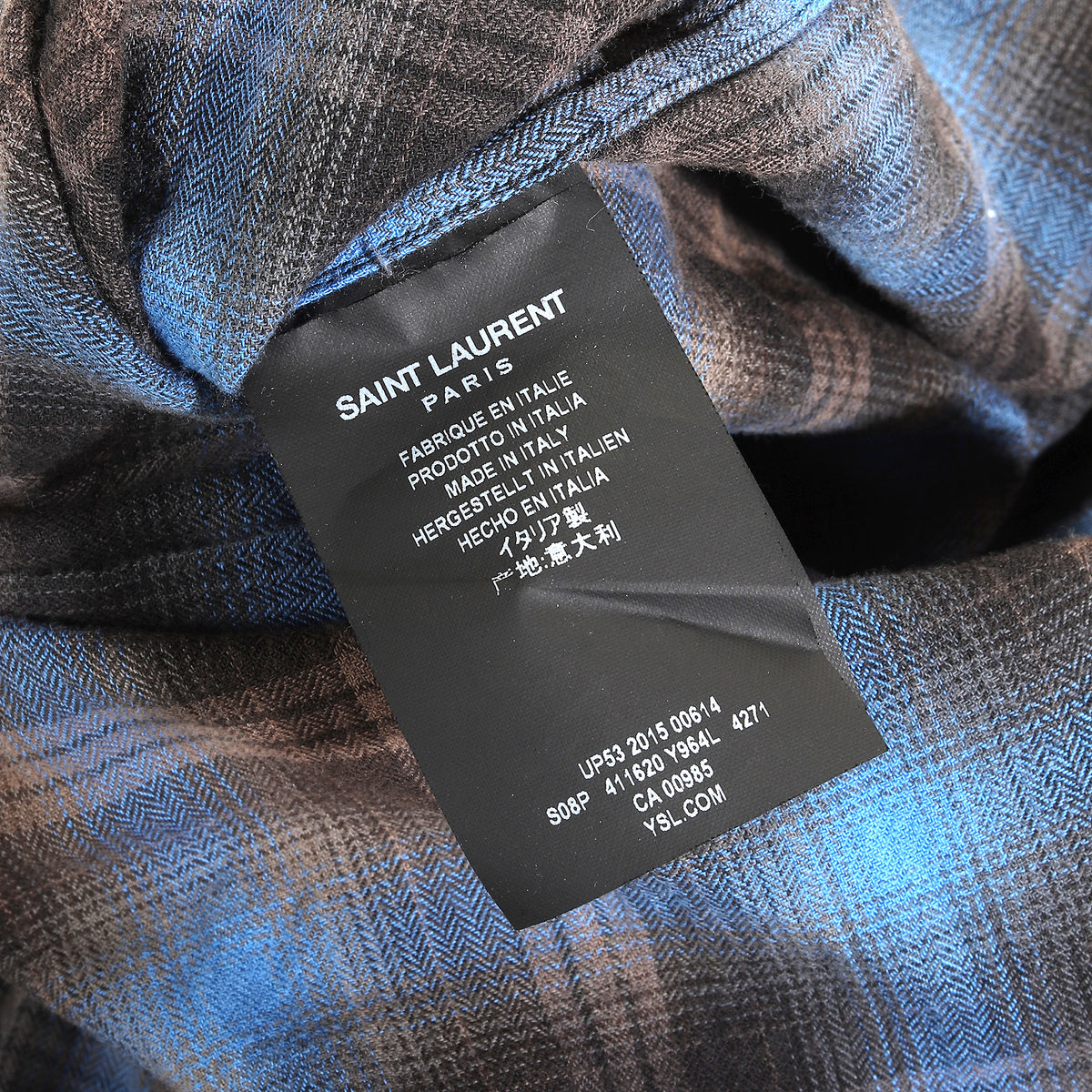 Saint Laurent Paris SS16 Surf Sound Bleached Checked Shirt