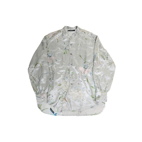 Gucci SS03 by Tom Ford Oversized Floral Bird Embroidered Silk Shirt