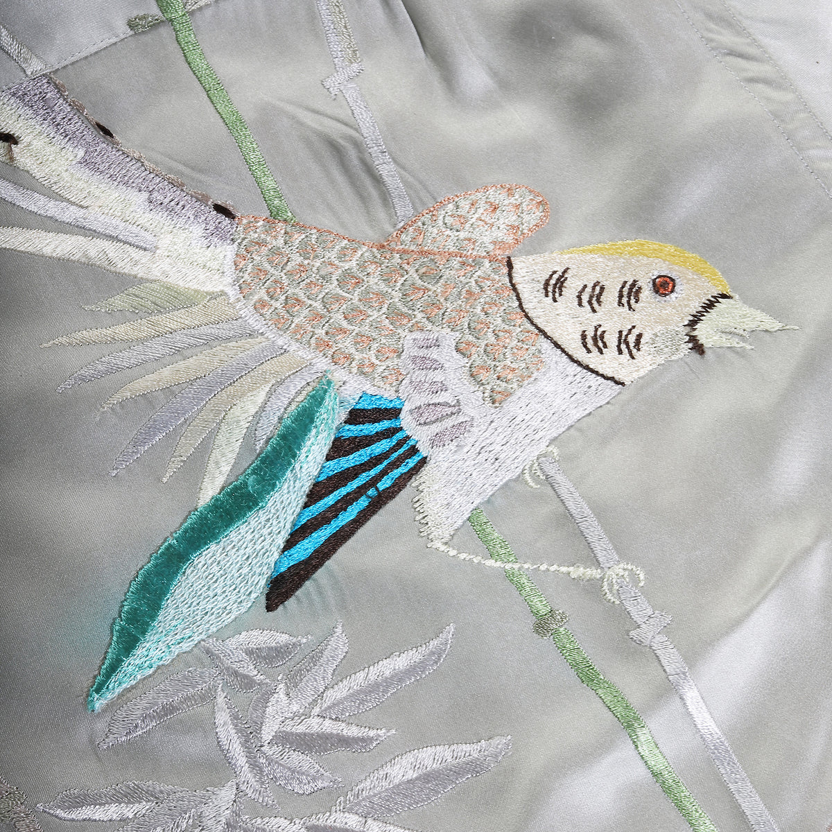 Gucci SS03 by Tom Ford Oversized Floral Bird Embroidered Silk Shirt