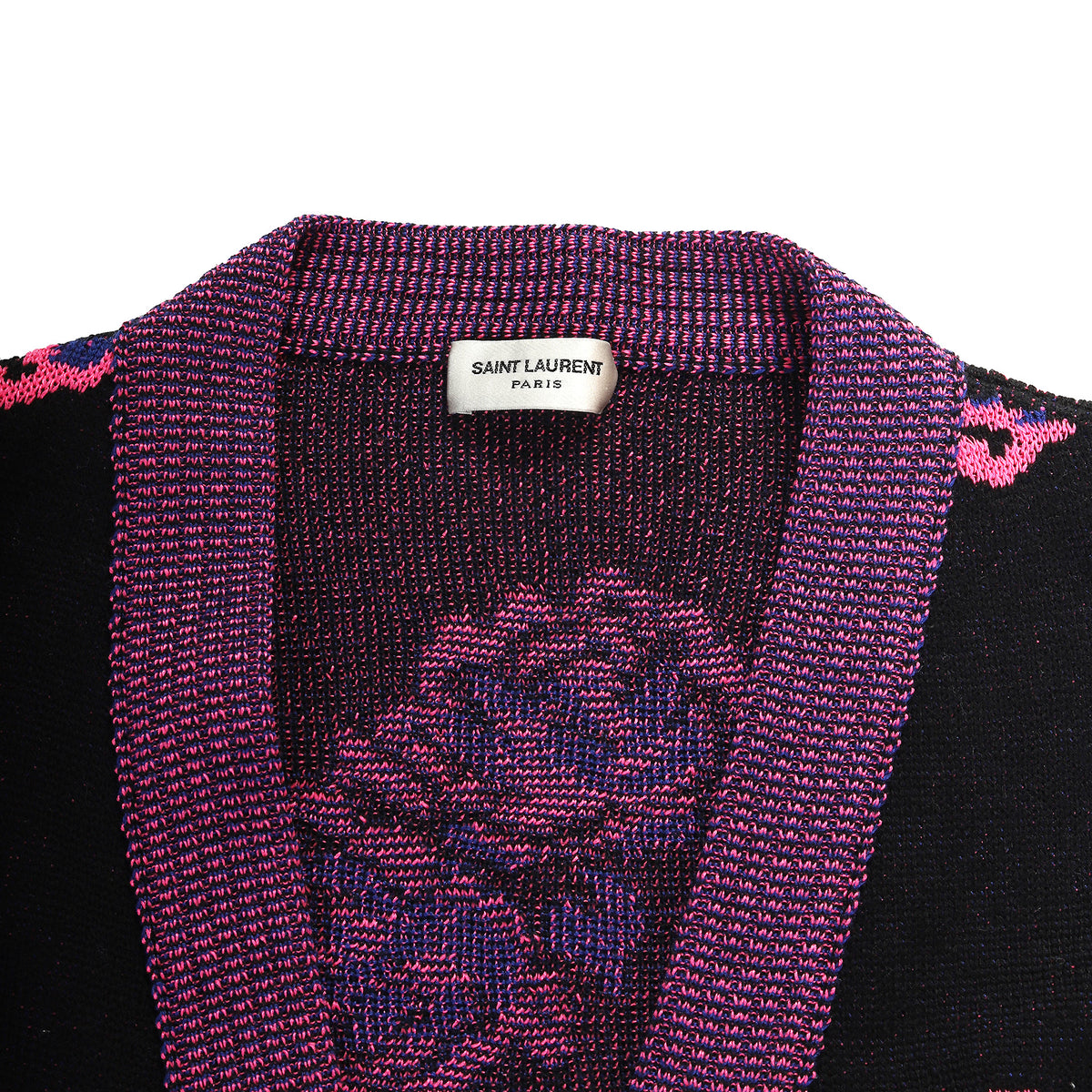 Saint Laurent Paris SS16 Rose Intarsia Knit Cardigan