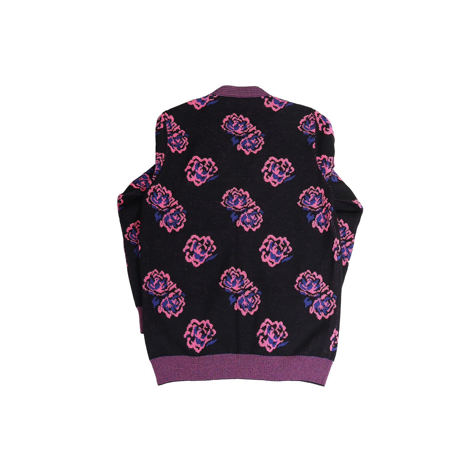 Saint Laurent Paris SS16 Rose Intarsia Knit Cardigan