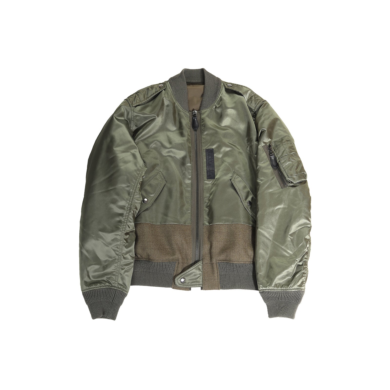 Berluti FW17 by Haider Ackermann Paneled Khaki Bomber Jacket